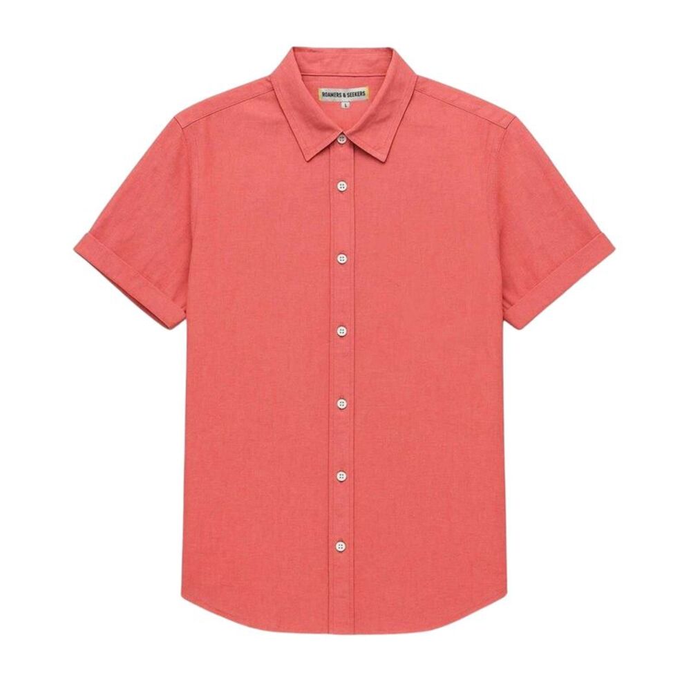 Roamers Mens Plain Collared Shirt / Coral